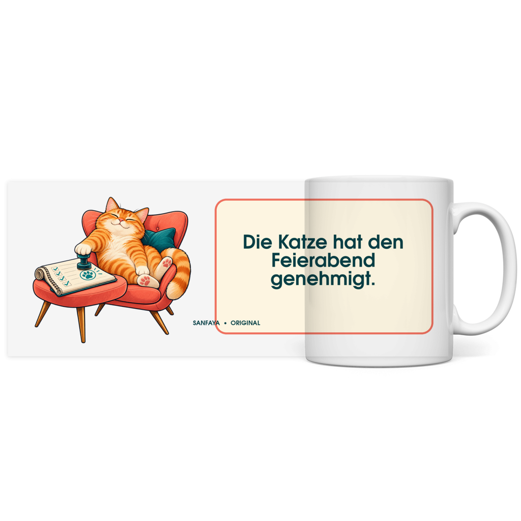 Le chat a approuvé l'arrêt de l'horloge – Tasse panoramique