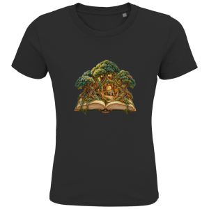 Pocket Forest Library – T-shirt van biologisch katoen voor basisschoolkinderen | SANFAYA