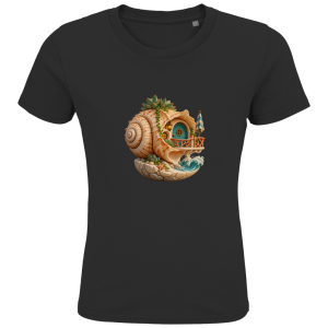 Snail House by the Sea – T-shirt van biologisch katoen voor basisschoolkinderen | SANFAYA