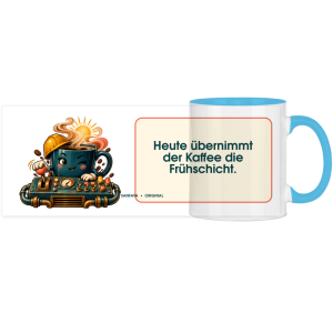 Aujourd'hui, le café prend le premier tour – Tasse panoramique bicolore