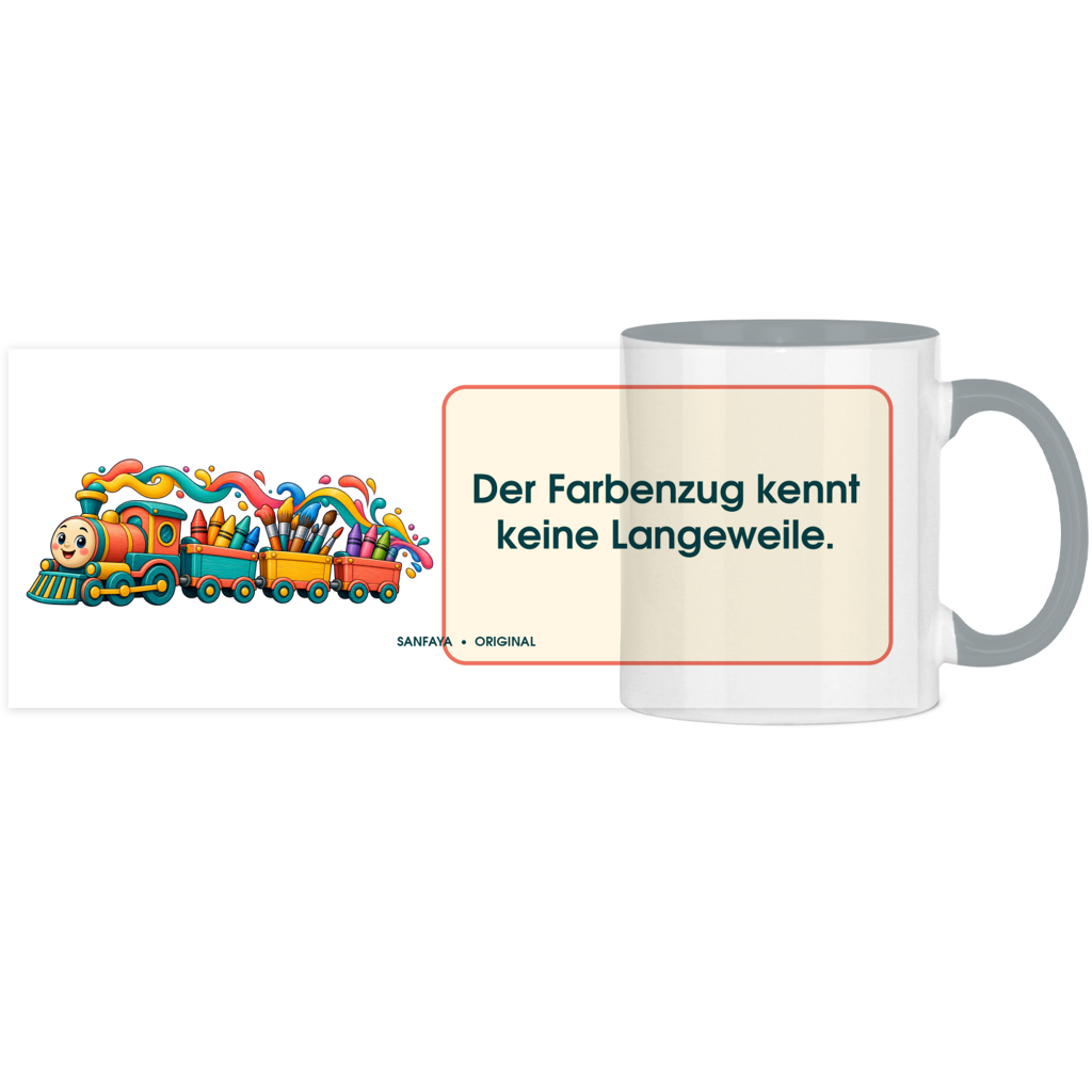 Le train couleur ne s'ennuie jamais – Tasse panoramique bicolore – Image 6