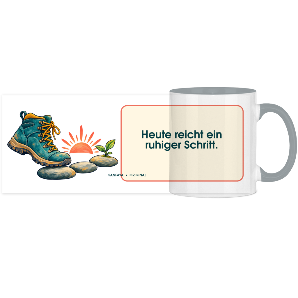 Une étape calme suffit aujourd'hui – Tasse panoramique bicolore – Image 6