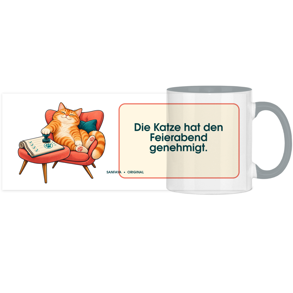 Le chat a approuvé l'arrêt de l'horloge – Tasse panoramique bicolore – Image 6
