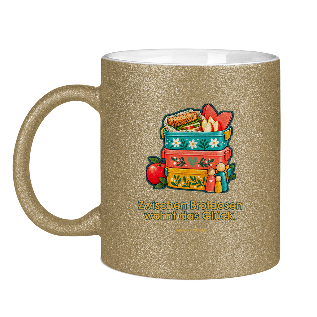 Happiness Lives Between the Lunch Boxes – Glitter mug - Image 3