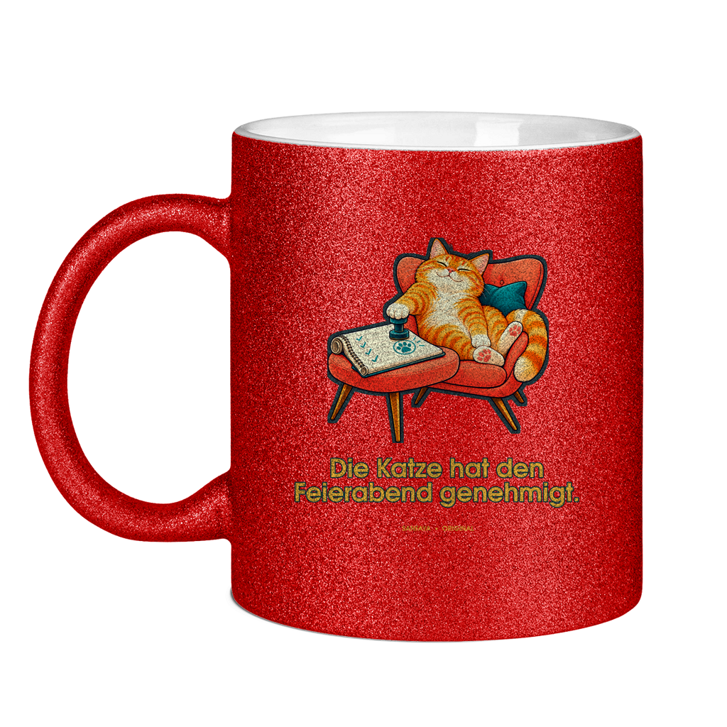 Il gatto ha approvato l'orologio spento – Tazza glitterata - immagine 4