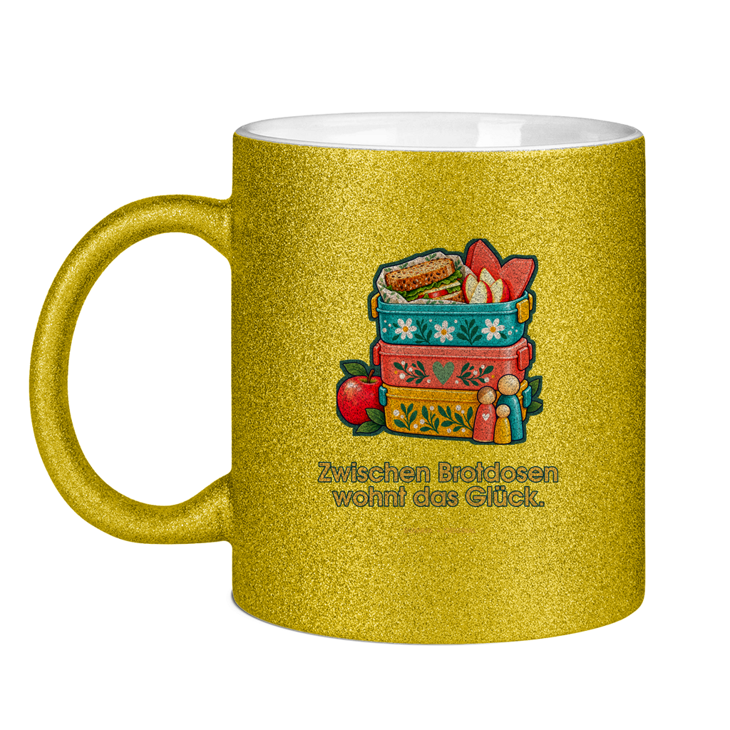 Happiness Lives Between the Lunch Boxes – Glitter mug - Image 5