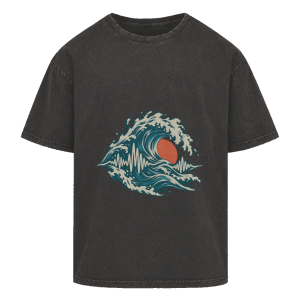 Fréquence des océans – T-shirt oversize à effet délavé pour adolescents | SANFAYA