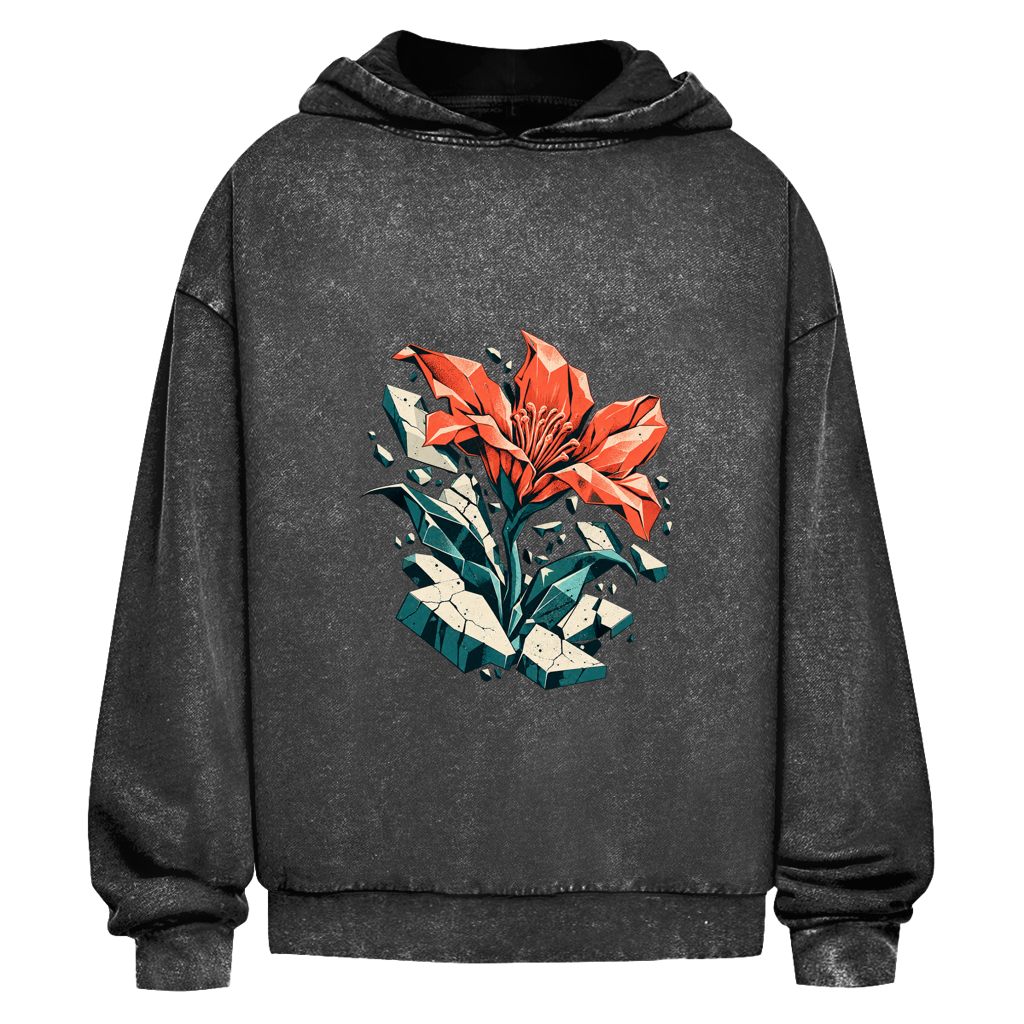 Betonbloei – Oversized hoodie met gewassen effect voor tieners | SANFAYA