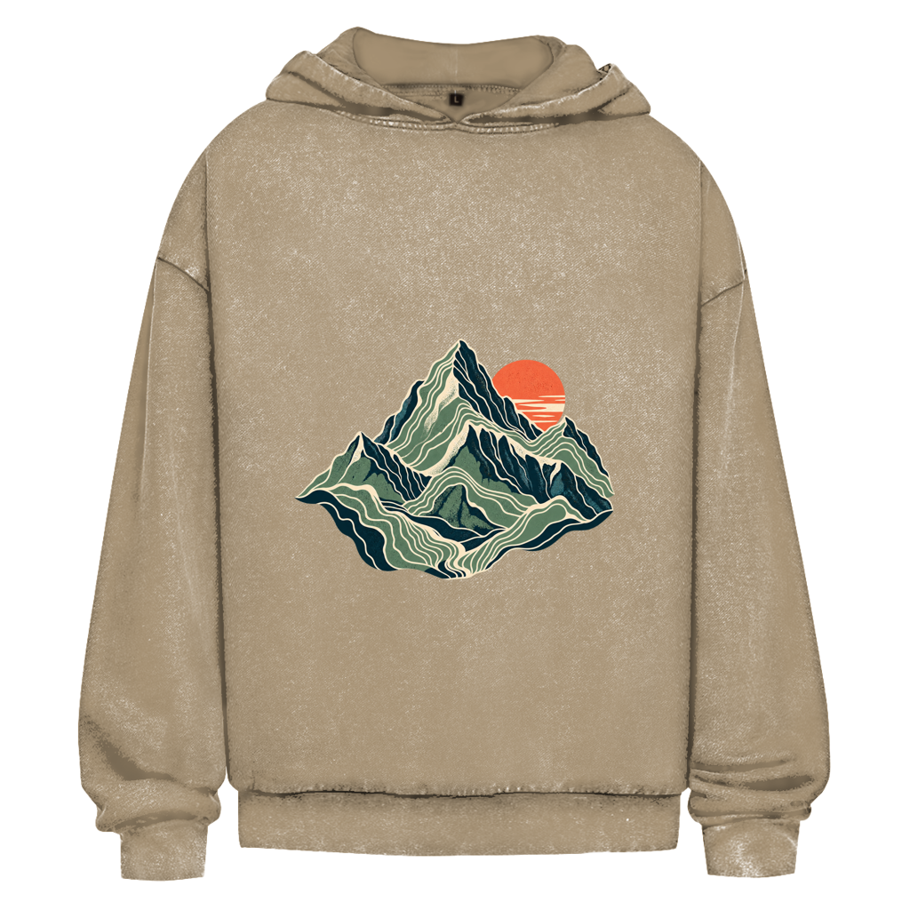 Topografische Ziel – Oversized hoodie met gewassen effect voor tieners | SANFAYA - Afbeelding 2