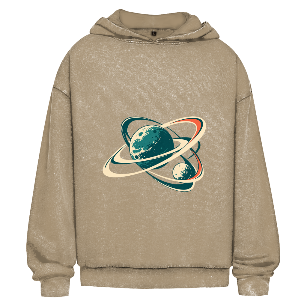 Linia Orbit – Bluza oversize z kapturem z efektem sprania dla nastolatków | SANFAYA - obrazek 2